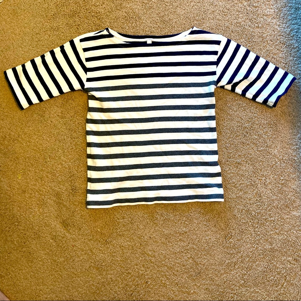 Women’s Blue/Gray Striped J Crew Half Sleeve Shirt